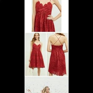 Anthropology Mauve Red Dress